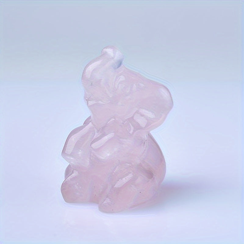 Natural Quartz Elephant Figurine for Tabletop Decor and Gift