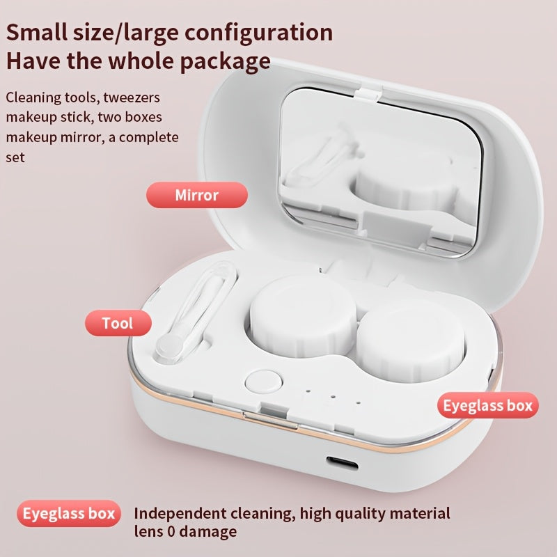 Limpiador de lentes de contacto con temporizador LED, limpieza automática, 4 velocidades, portátil, carga USB