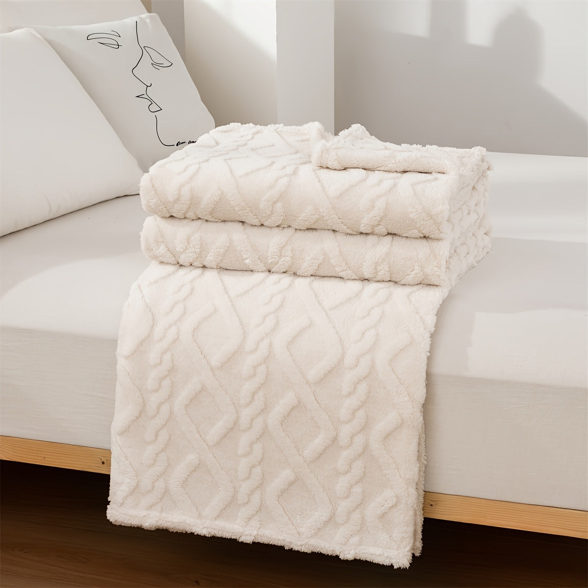 Cozy Embossed Sweater-Style Blanket for Winter and Holiday Occasions