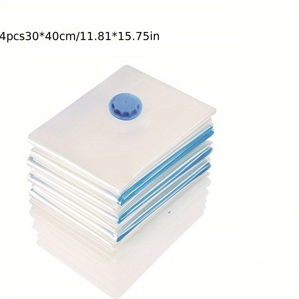 Juego de 4 bolsas de almacenamiento con compresión por vacío transparentes para ropa y artículos del hogar