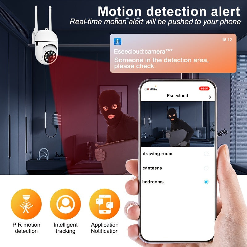 беспроводная HD камера видеонаблюдения с PTZ автоотслеживанием, ночным видением, двусторонним звуком 1440P