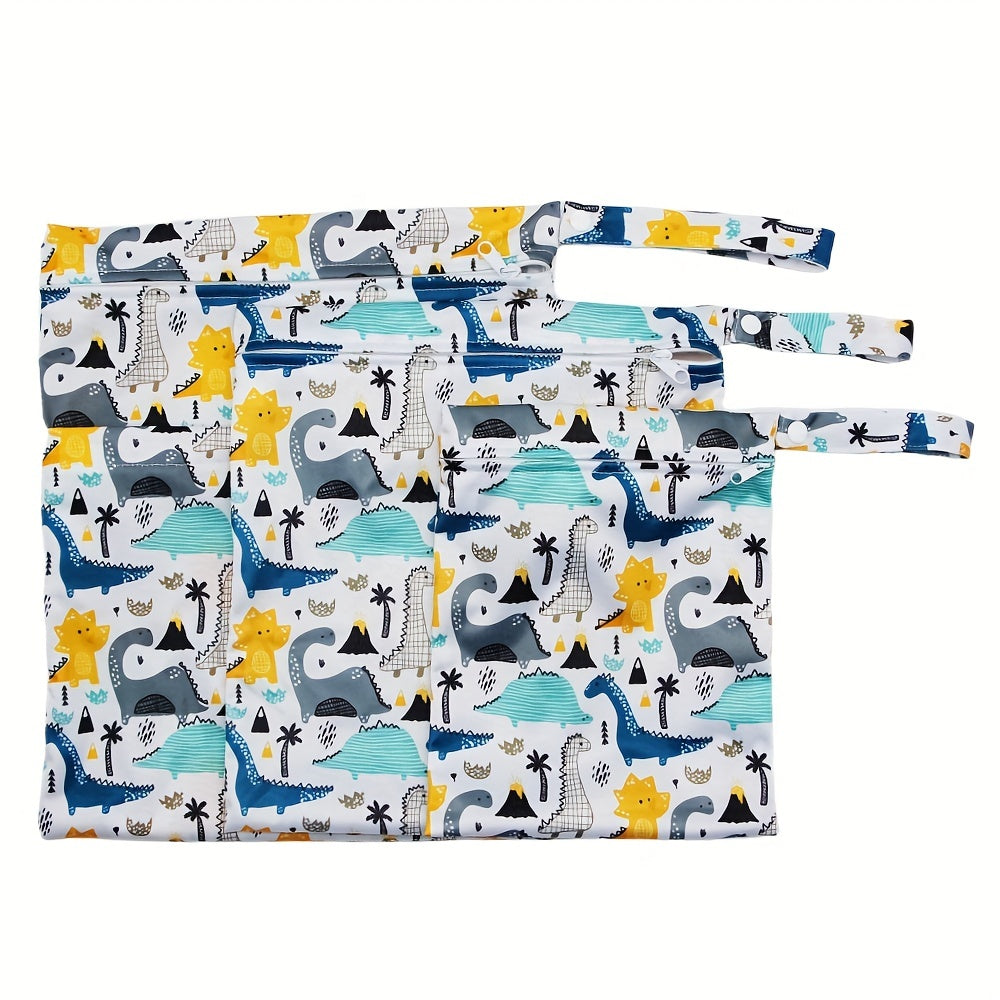 Set of 3 Waterproof Wet Bags for Diapers, Various Sizes, Baby Travel Organizer
