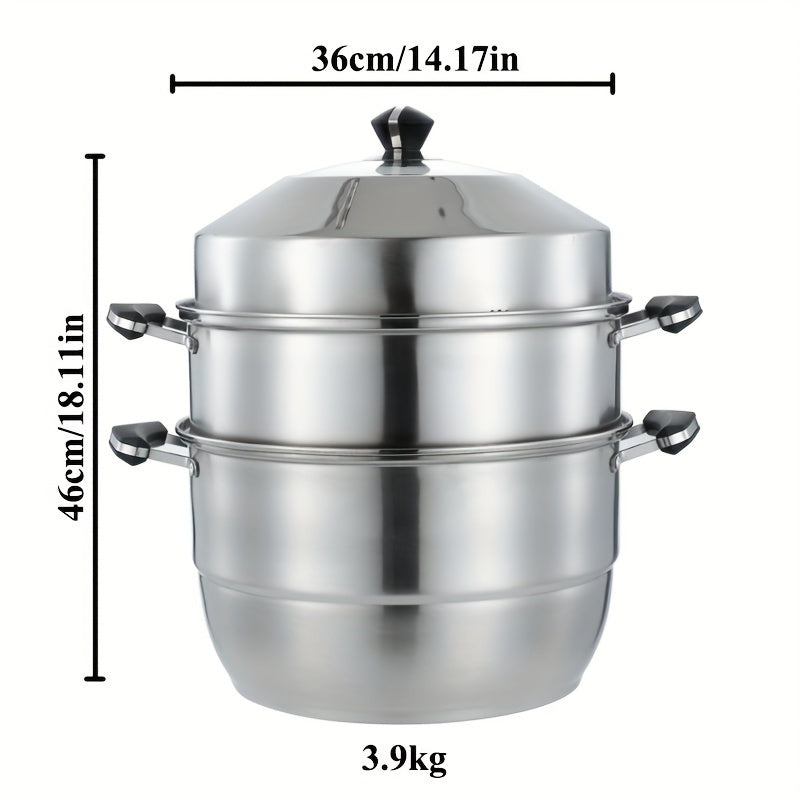 Stainless Steel Multi-Layer Steamer Set with Lid Large Capacity for All Stovetops