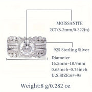 Sterling Silver Moissanite Stacking Ring 2 Carat Wedding Engagement Jewelry for Her