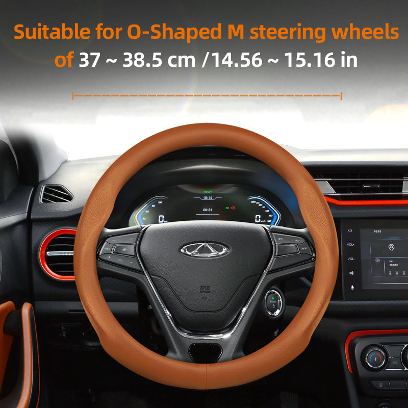 Universal Leather Steering Wheel Cover Breathable Thin Car Accessory Black Burgundy Brown
