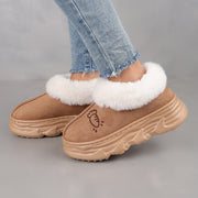 Couples Winter Slippers Plush Lined Thick Sole Snow Boots with Cartoon Design