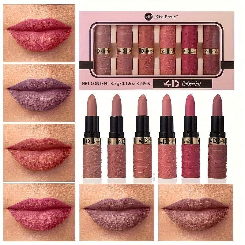Set de regalo de labiales mate para mujer 6 piezas, brillo de labios de alta pigmentación, maquillaje