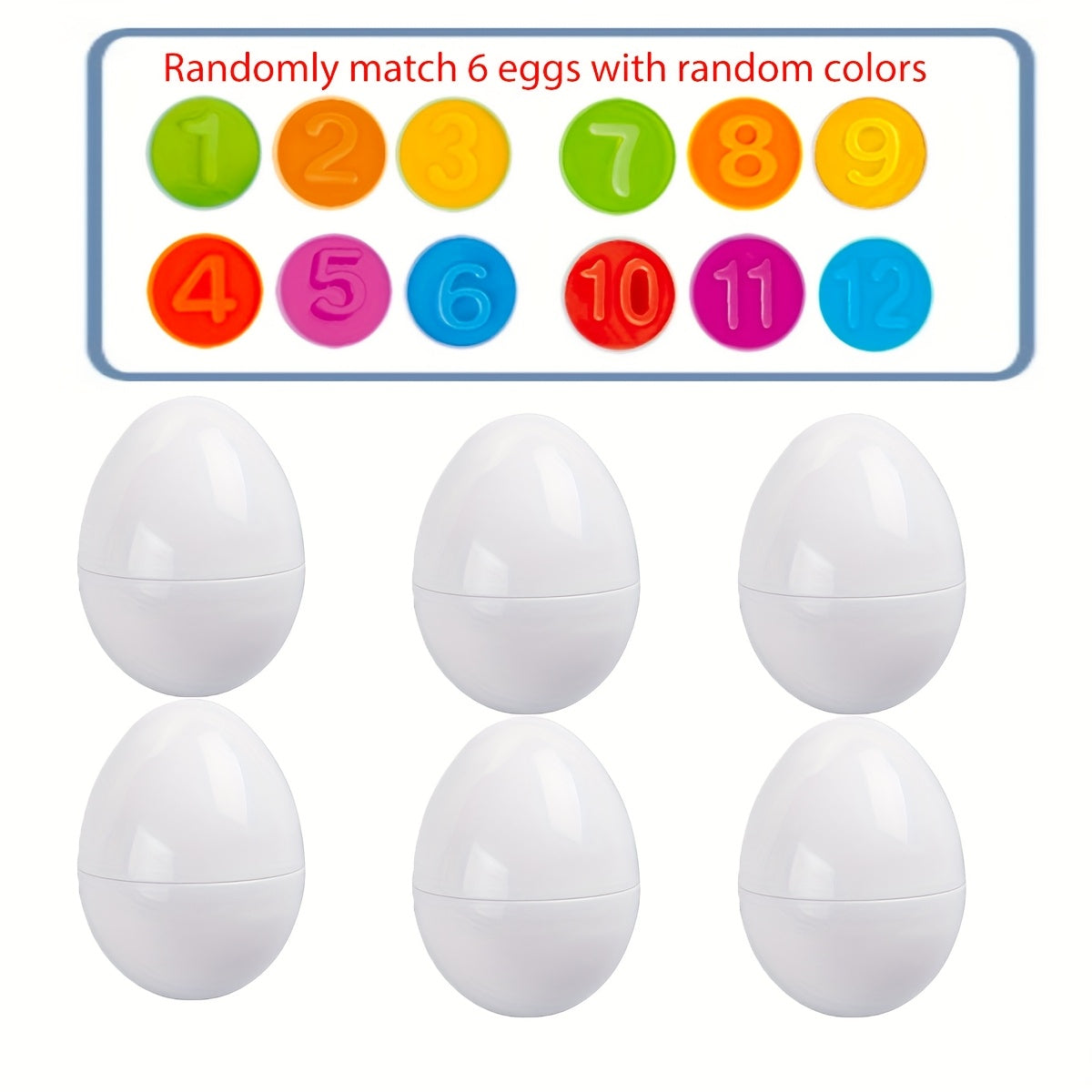Educational Egg Matching Game for Kids Set of 6 with Numbers and Shapes Fine Motor Skills Sensory Development