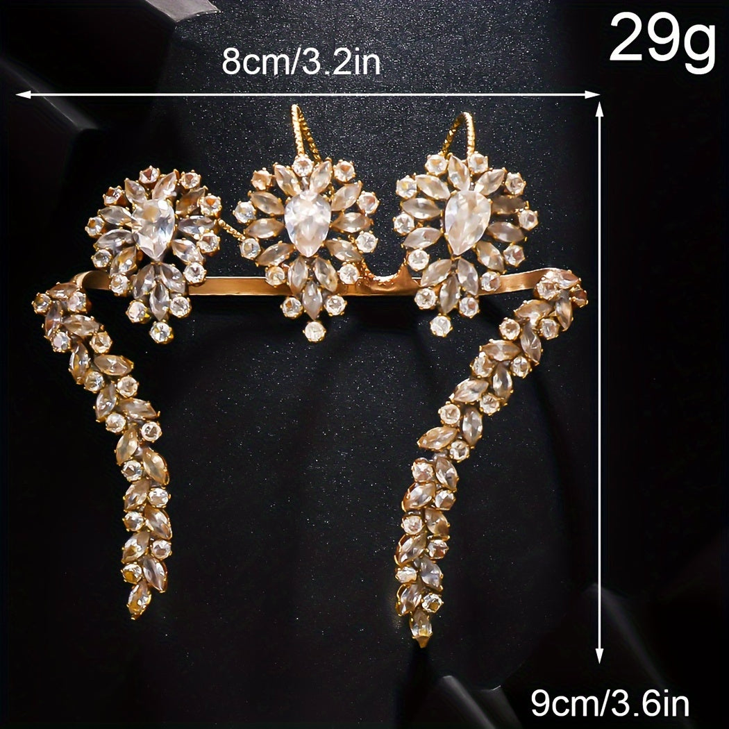 Women's Silver Plated Palm Cuff Bracelet with Zirconia for Weddings and Parties