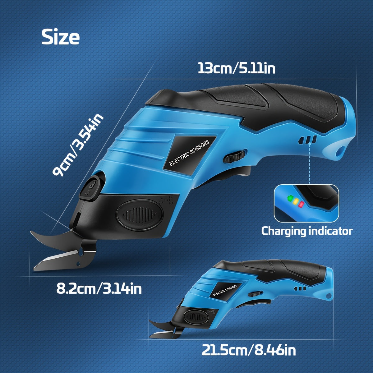 Electric Scissors Handheld Fabric Cutter USB Rechargeable 400RPM for Clothing Cardboard Carpet