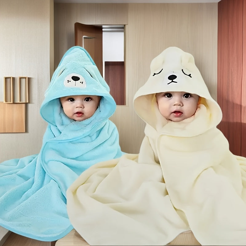 Kids Bath Towels Set 2 Soft Absorbent Cartoon Design for Boys Girls Gray White Pink Blue