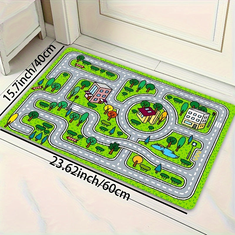 Cute Cartoon Pattern Play Area Rug Non-Slip Washable Floor Mat Multiple Sizes