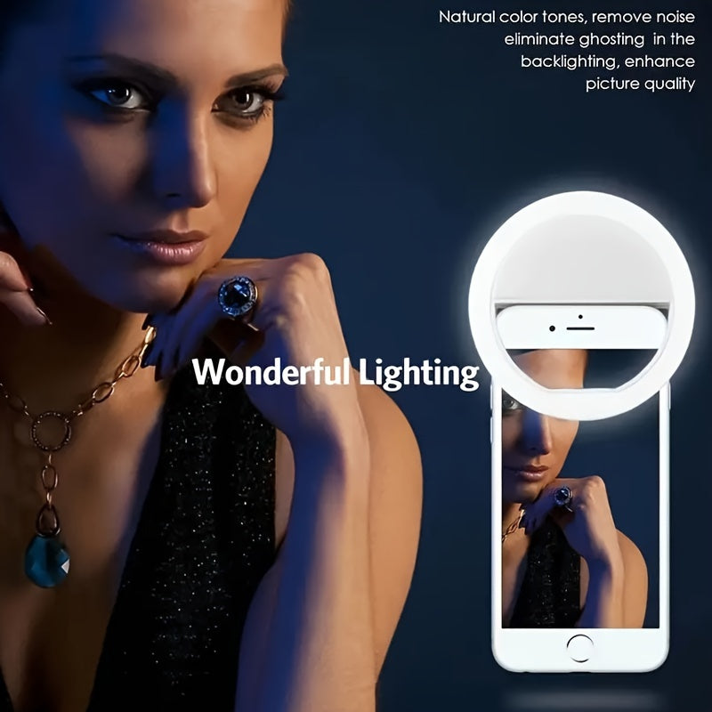 36 LED Selfie Ring Light USB Rechargeable Adjustable Brightness for Smartphone Makeup TikTok YouTube Pink White Blue Black