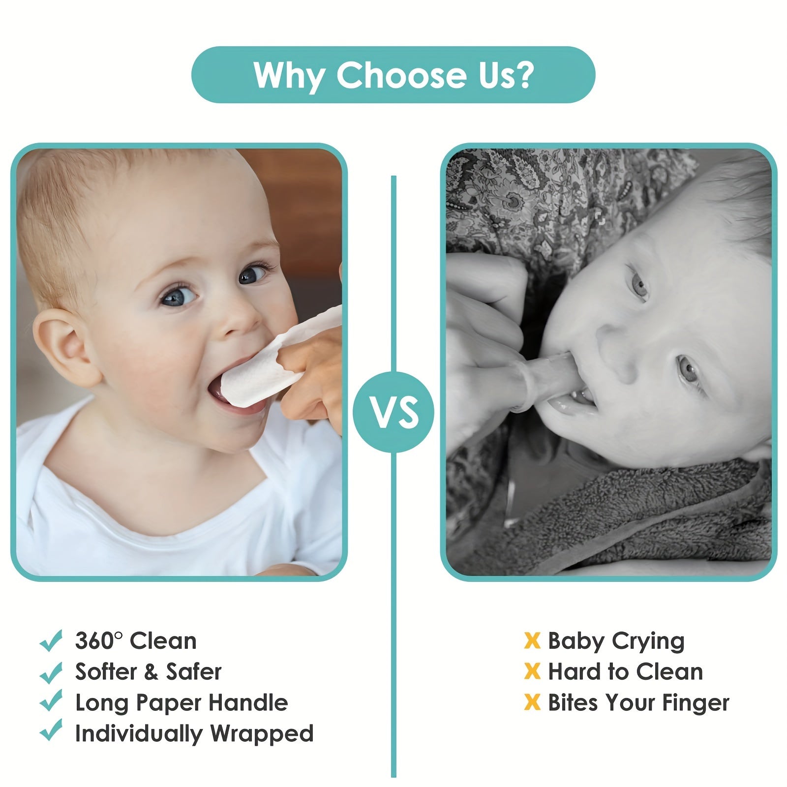 60-Pack Kids Oral Care Wipes Soft Gauze Tongue Cleaners for Children 0-36 Months