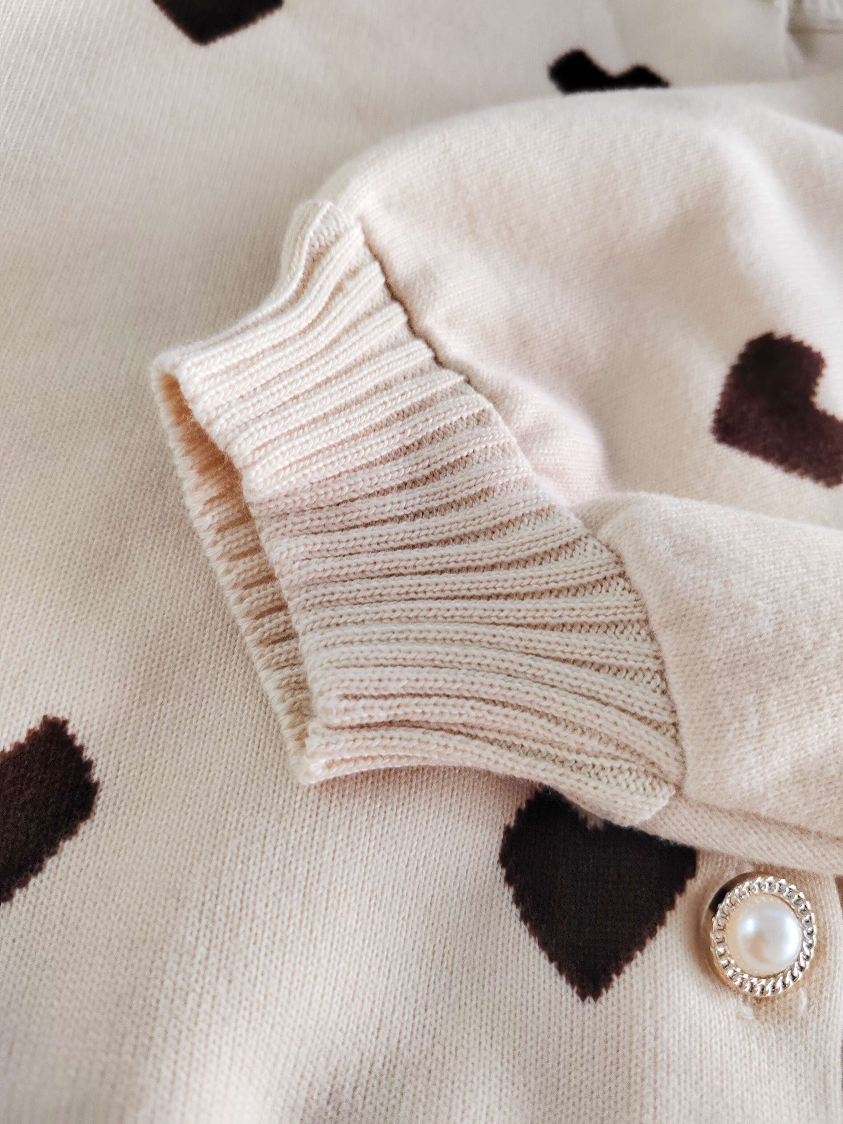 Girls' Knit Cardigan with Heart Buttons Long Sleeve Fall Spring Casual