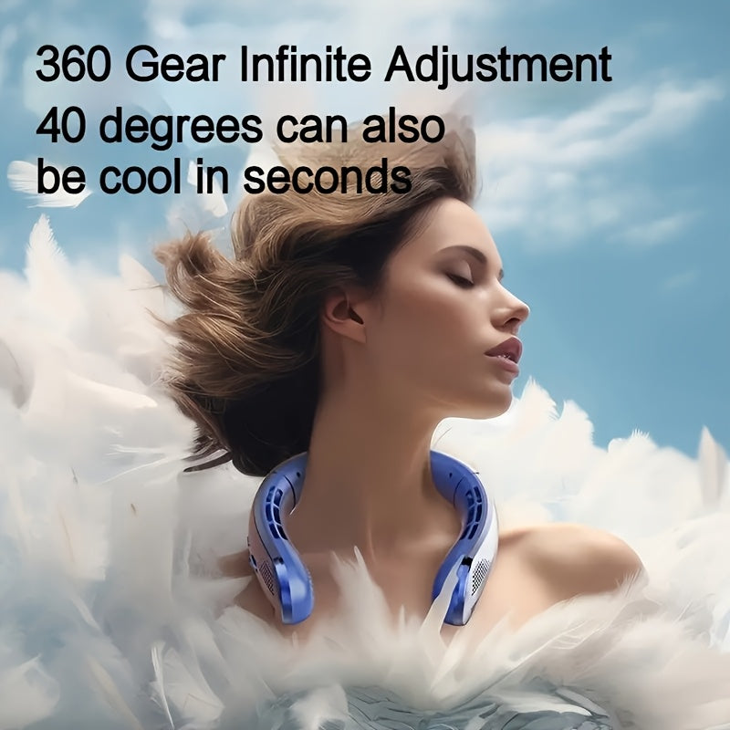 Ventilador de cuello recargable con velocidades ajustables, carga USB, enfriamiento sin manos para actividades al aire libre