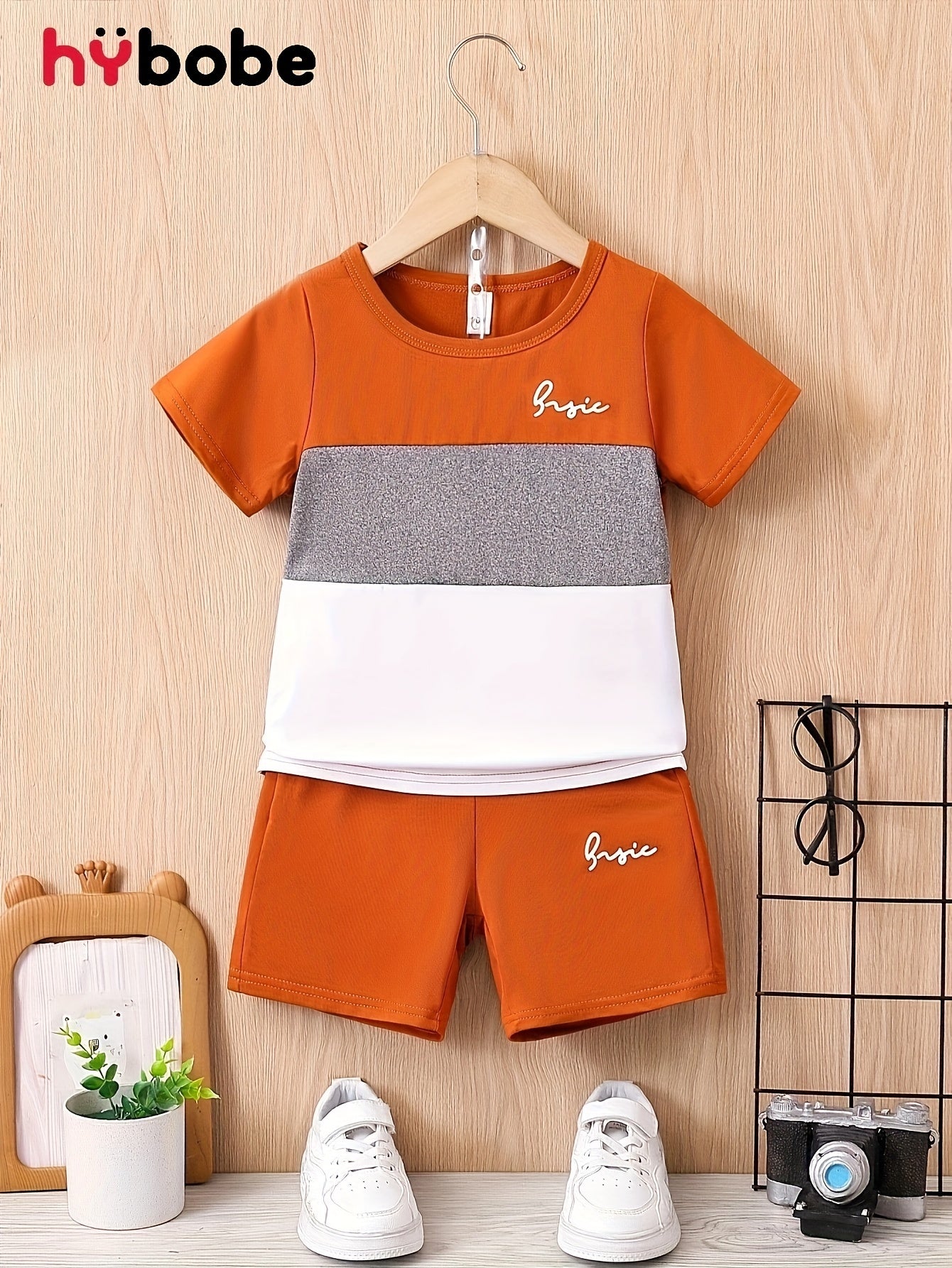 Kids Boys Summer Letter Print T-Shirt and Shorts Set Polyester Casual Age Over 3