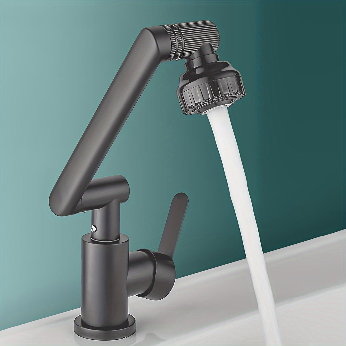 Black Stainless Steel Kitchen Faucet with Rotating Lucky Cat Design for Hot and Cold Water