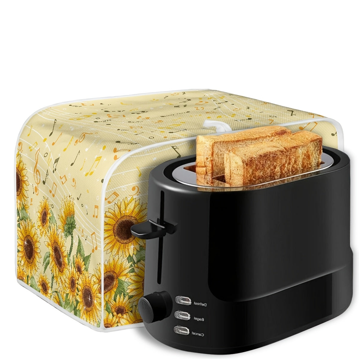 Sunflower and Music Notes Polyester Toaster Cover Small Dustproof Appliance Protector