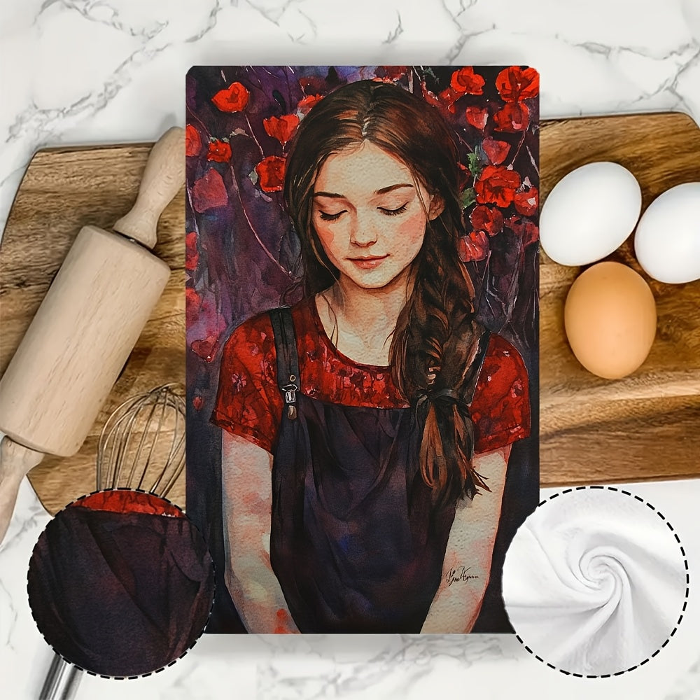 Набор из 2 мягких впитывающих кухонных полотенец для сушки посуды и праздничного декора