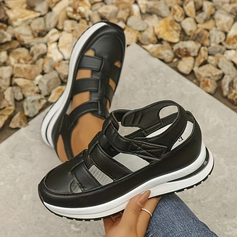 Women's Vegan Wedge Sneakers Casual Mid-Top Breathable Cut-Out Rubber Sole