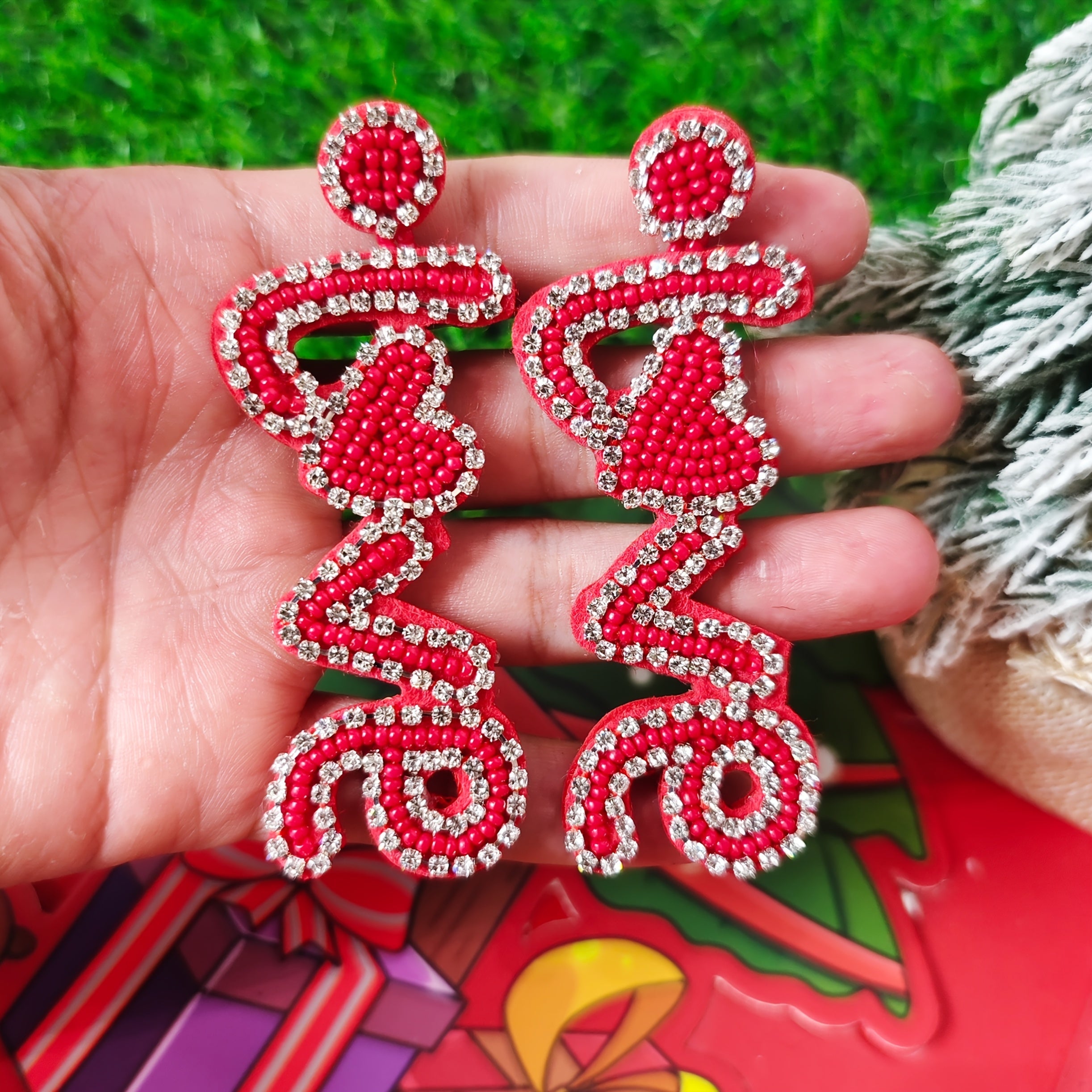 Pendientes de corazón con cuentas para mujer, estilo boho, rosa, blanco, acero inoxidable