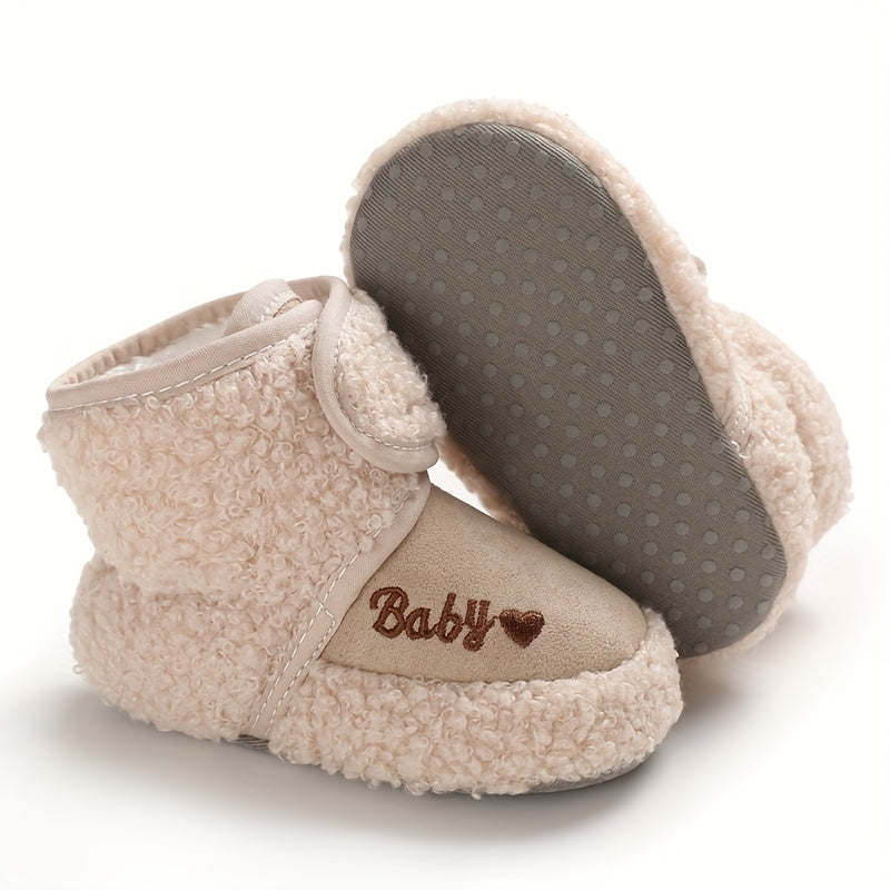 Baby Boys and Girls Winter Fabric Ankle Boots with Hook and Loop Fastener