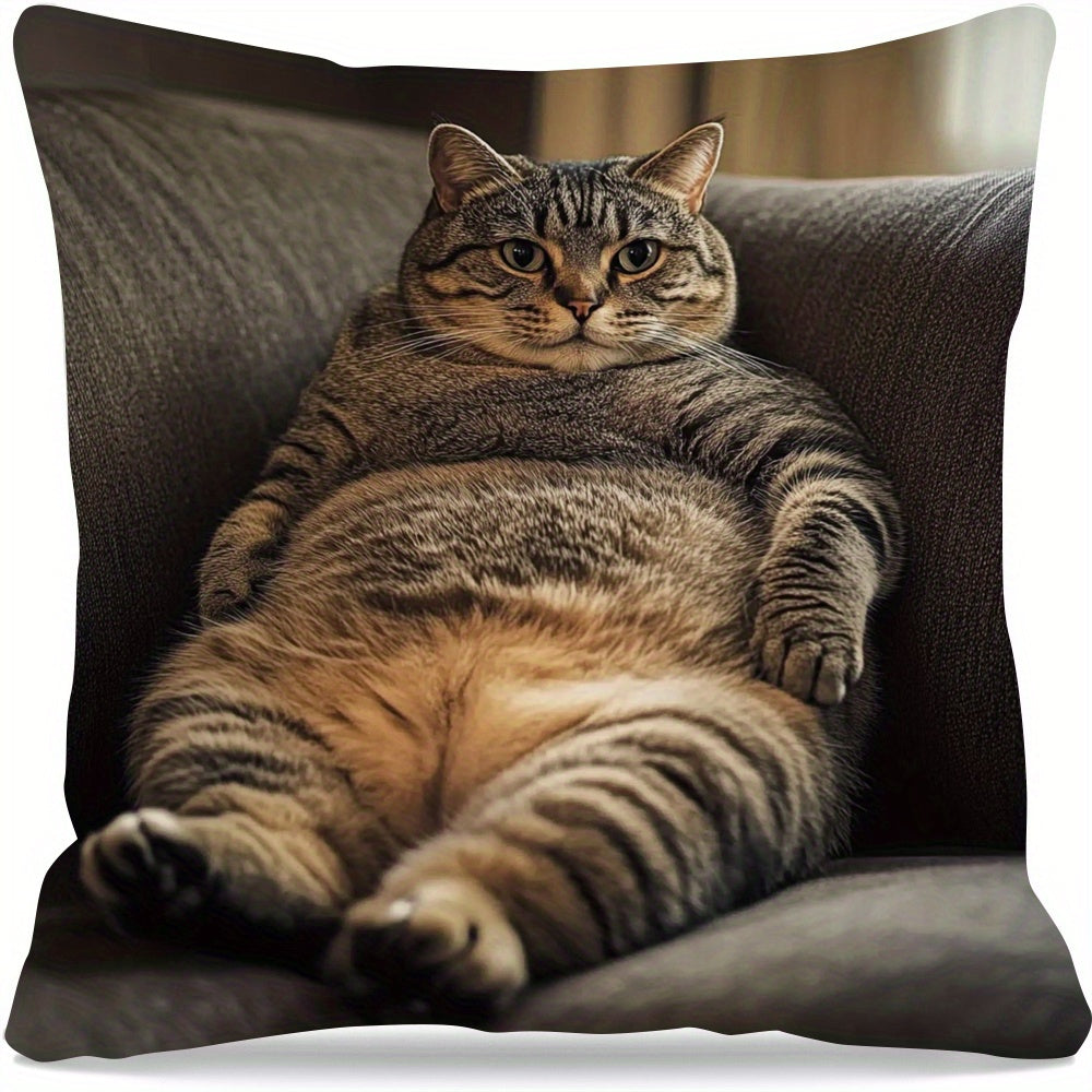 Contemporary Cat Print Throw Pillow Cover 45.72x45.72 cm Polyester Zipper Closure Decorative Cushion Case for Home Bedroom
