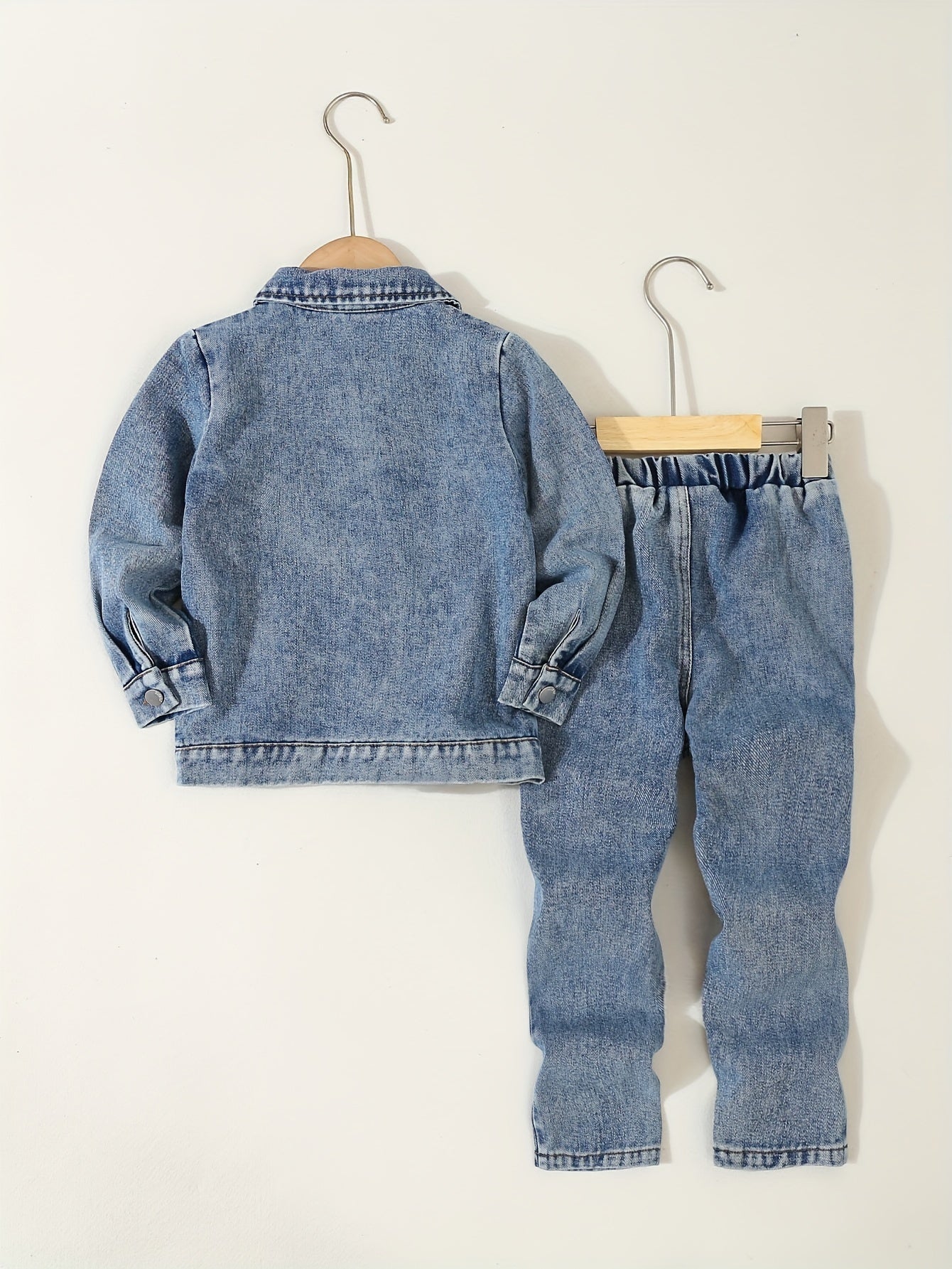 Kids' Denim Outfit Set Boy Long Sleeve T-Shirt Ripped Jeans Autumn Winter Casual