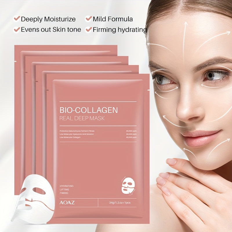 4-Piece Collagen Hyaluronic Acid Deep Mask Pack for Hydrating and Firming All Skin Types