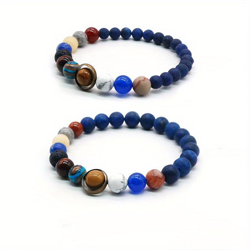Unisex Solar System Bracelet with Artificial Stones for Men Women Gift