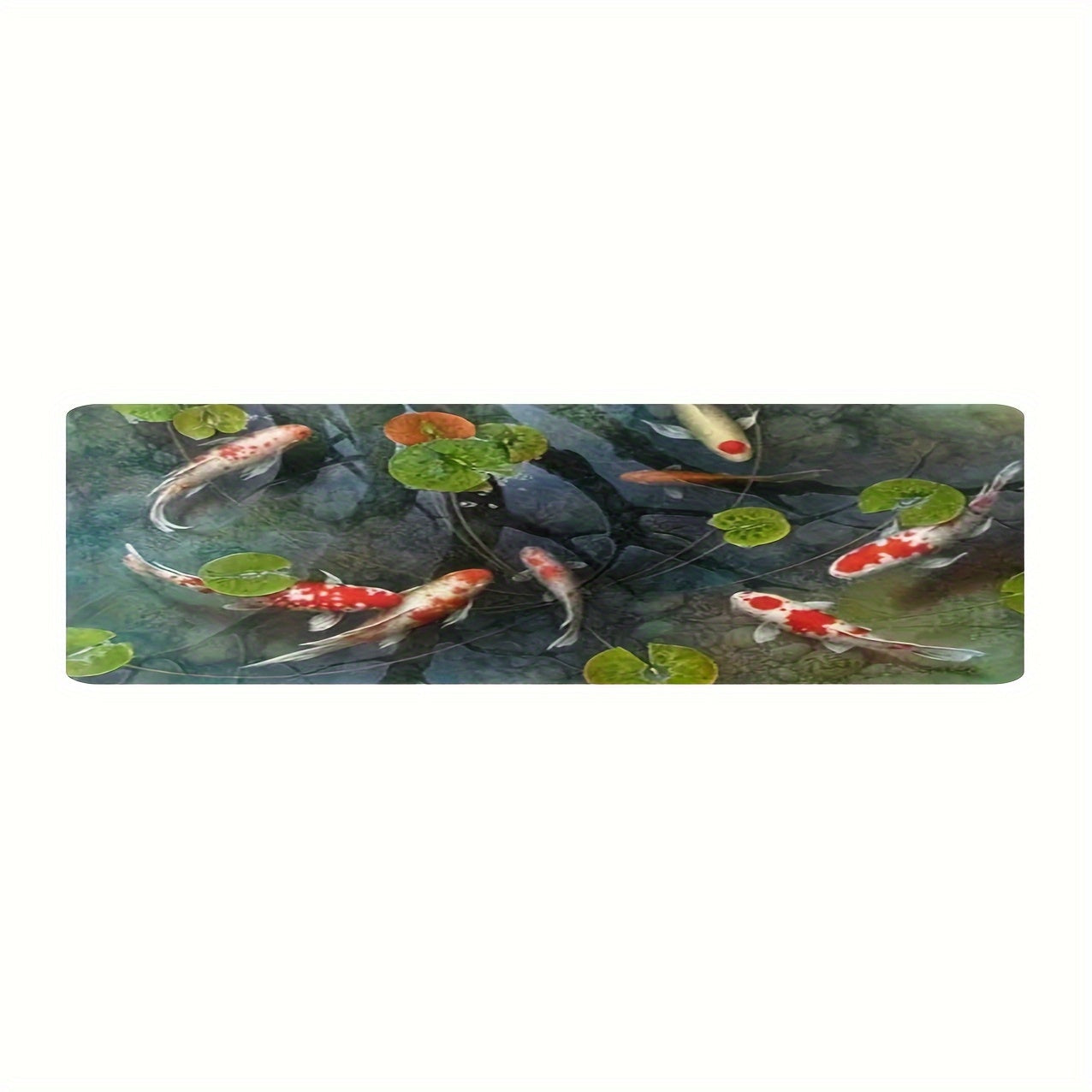 Koi Fish Pond Design Area Rug Non-Slip Washable Polyester Flannel 1cm Thick