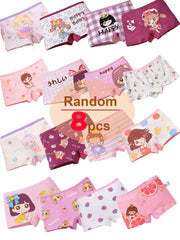 Girls' Cotton Briefs 8 Pack Cute Cartoon Print Soft Underwear for All Seasons