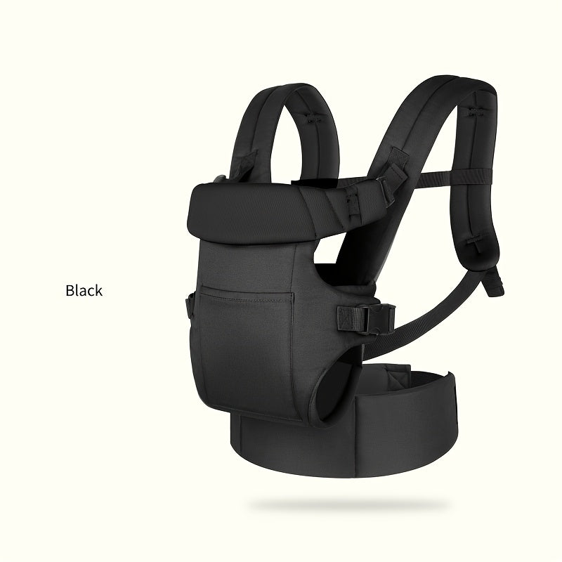 Infant Carrier with Foldable Pad Dual-Shoulder Straps and Thickened Waist Black Grey Khaki