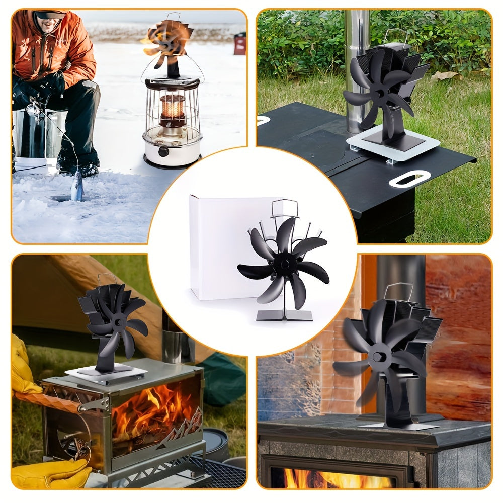 Aluminum 7-Blade Heat Powered Stove Fan for Log Wood Burners Portable Quiet