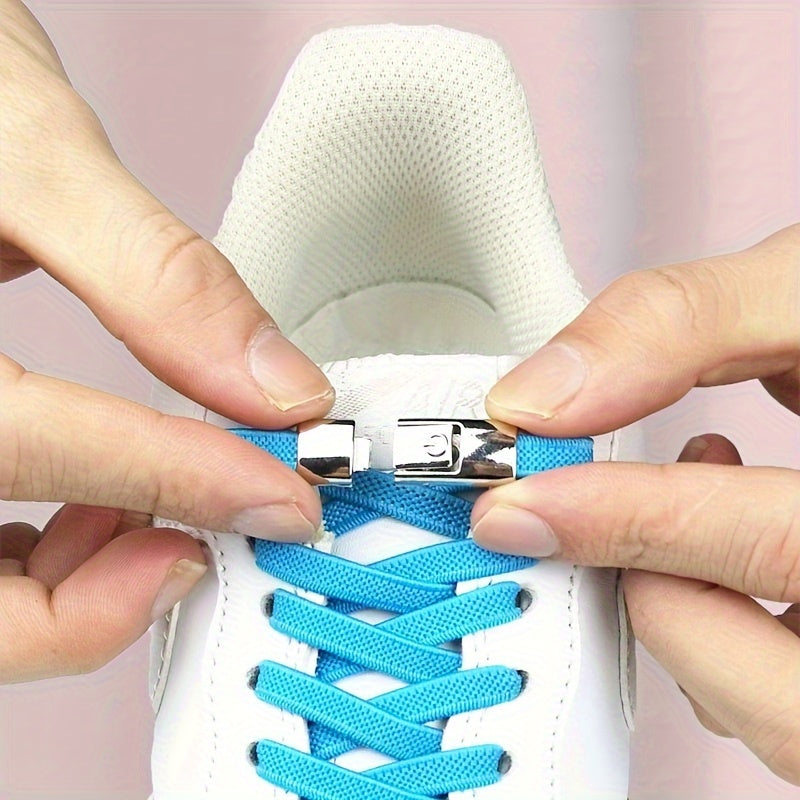 Unisex Elastic No-Tie Shoelaces Durable Polyester Spandex Clips for Sports