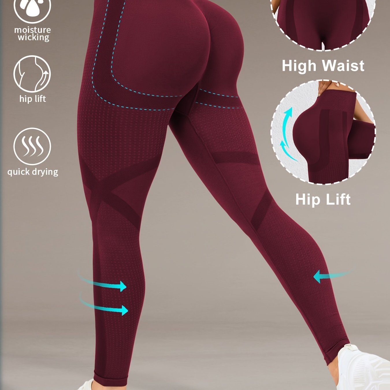 Women's High Waist Yoga Pants with Moisture-Wicking Fabric and Hip Lift Design for Running Gym Yoga