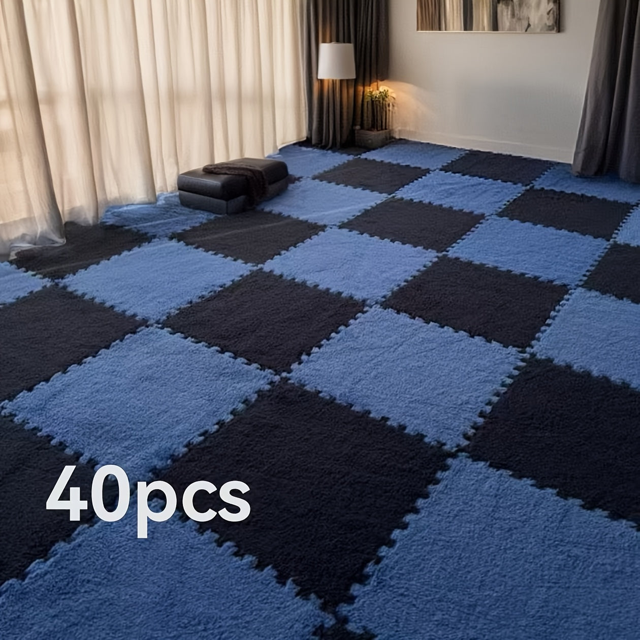 Modern Plush Patchwork Area Rug for Bedroom Living Room Indoor Washable 40 Pieces