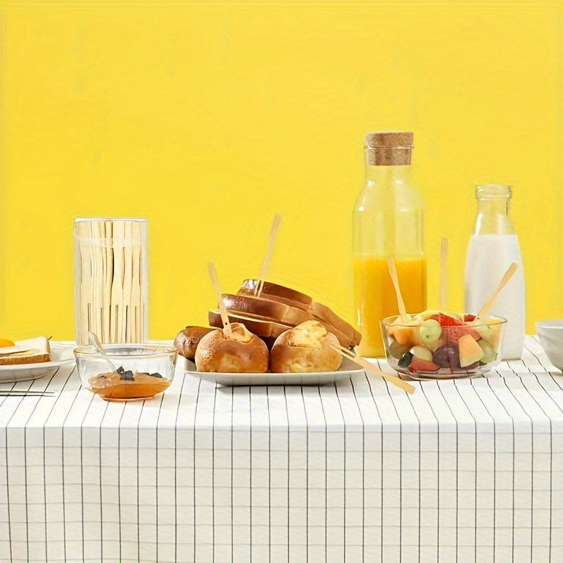 Set of 100 Bamboo Heart-Shaped Fruit Forks Disposable Wooden Picks for Parties