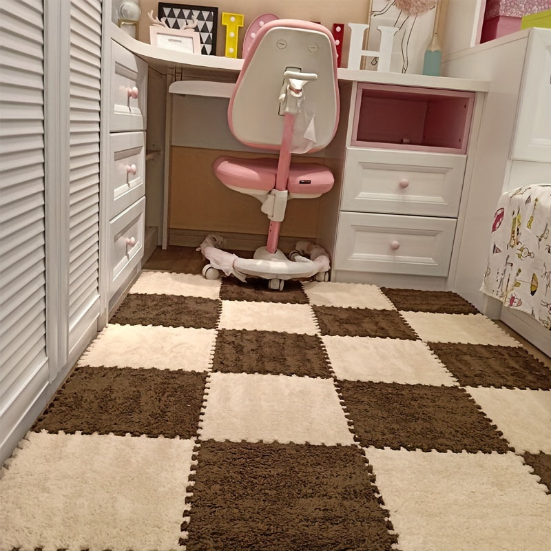 24-детальный набор геометрических мягких ковров из стирающегося полиэстера и ЭВА, идеально подходящий для использования в помещениях, таких как спальни и гостиные, дружелюбный к домашним животным и с праздничной тематикой.