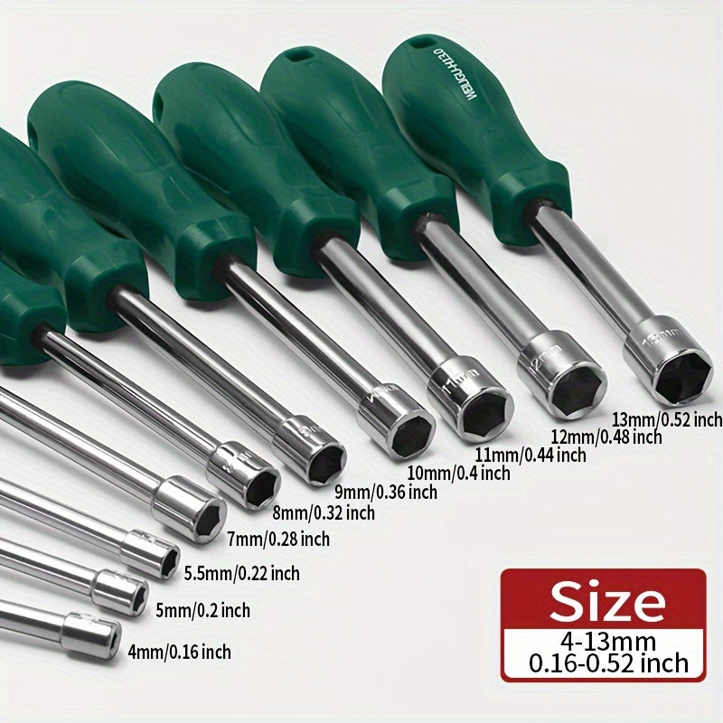 Manual Socket Wrench Set for Hex Screws 6-12mm, Durable Steel