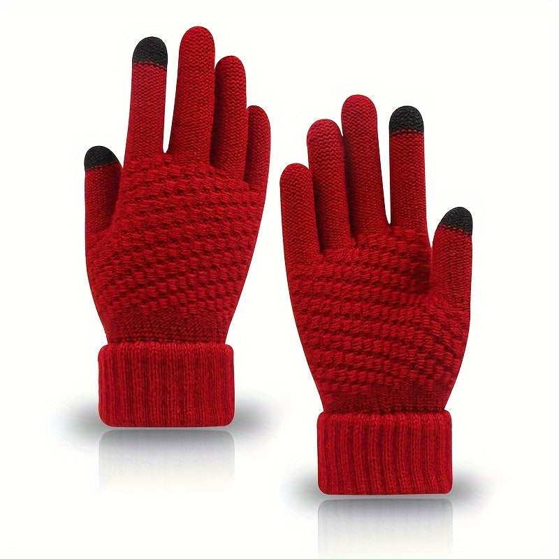 Women's Winter Touchscreen Gloves 4 Pack Cashmere Lined Knitted Gloves with Elastic Cuffs