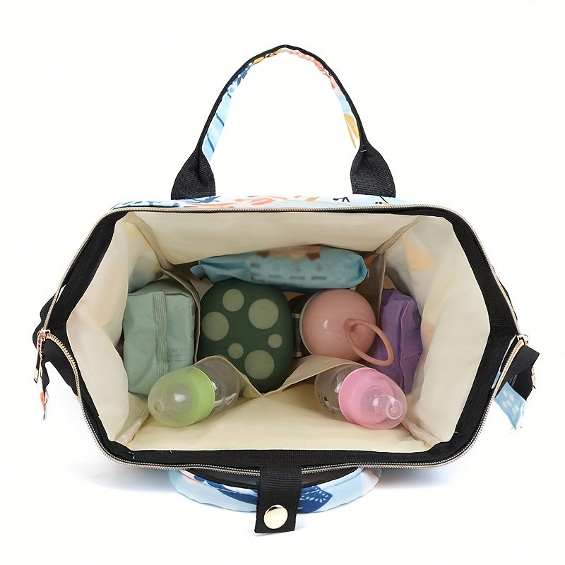 Стильный и просторный рюкзак для подгузников с цветочными акцентами - многофункциональный, легкий в чистке с удобными карманами, идеально подходит для путешествий