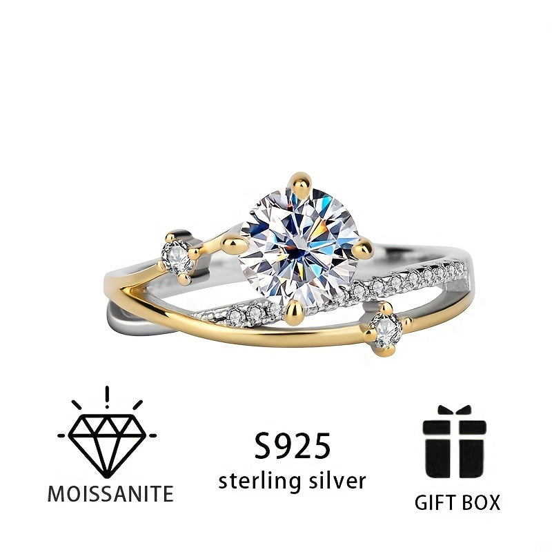 Moissanite Ring 1 Carat Sterling Silver Multiple Colors Gift Box Jewelry