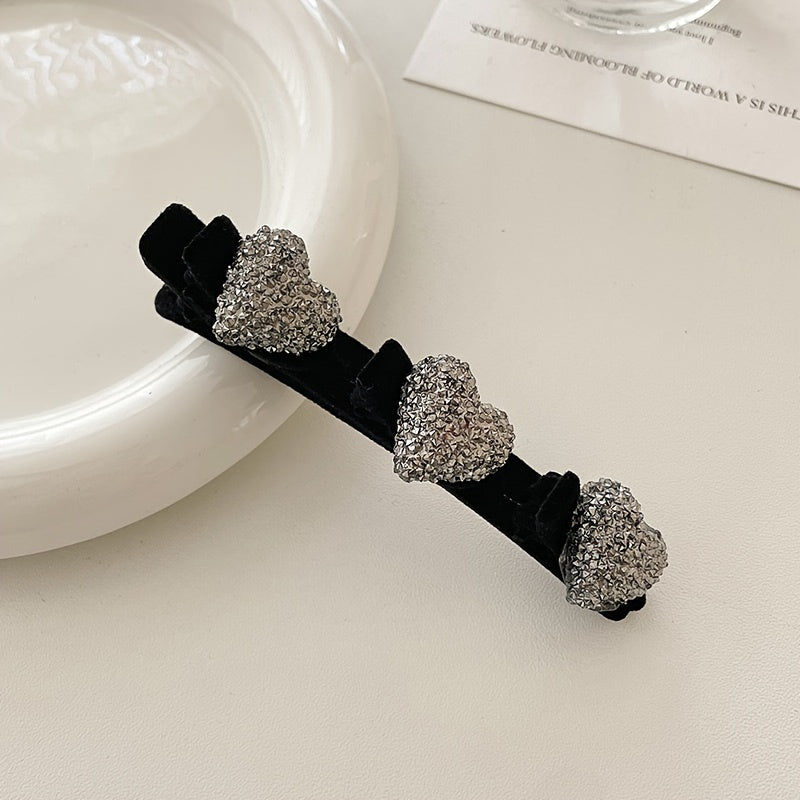 Set of 4 Crystal Stone Braided Duckbill Hair Clips for Women