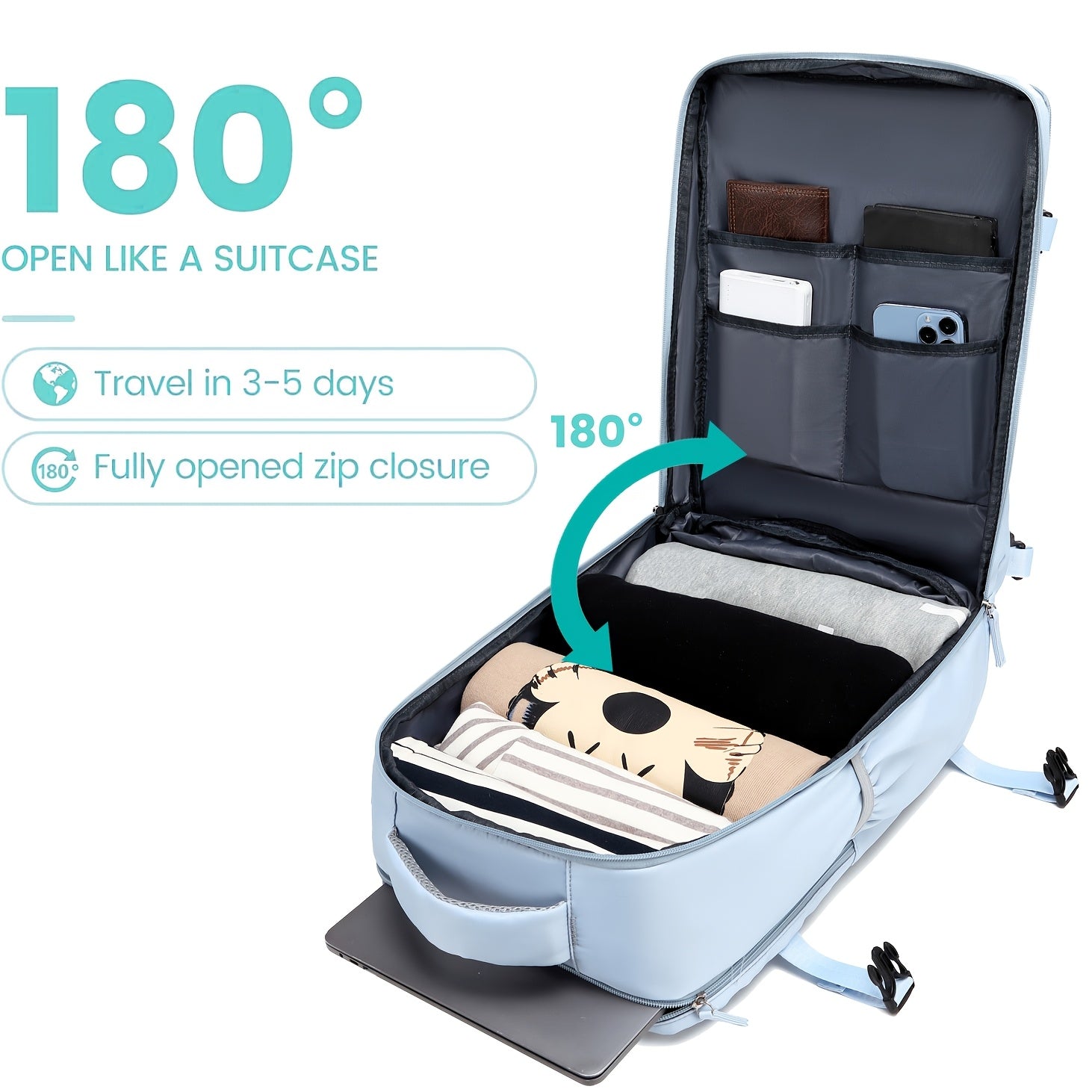 Women's Travel Backpack with Shoe Compartment Laptop Sleeve USB Charging Port and Adjustable Straps