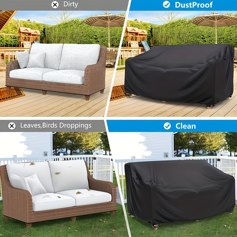 600D Heavy Duty Outdoor Patio Sofa Cover for 3-Seater Black
