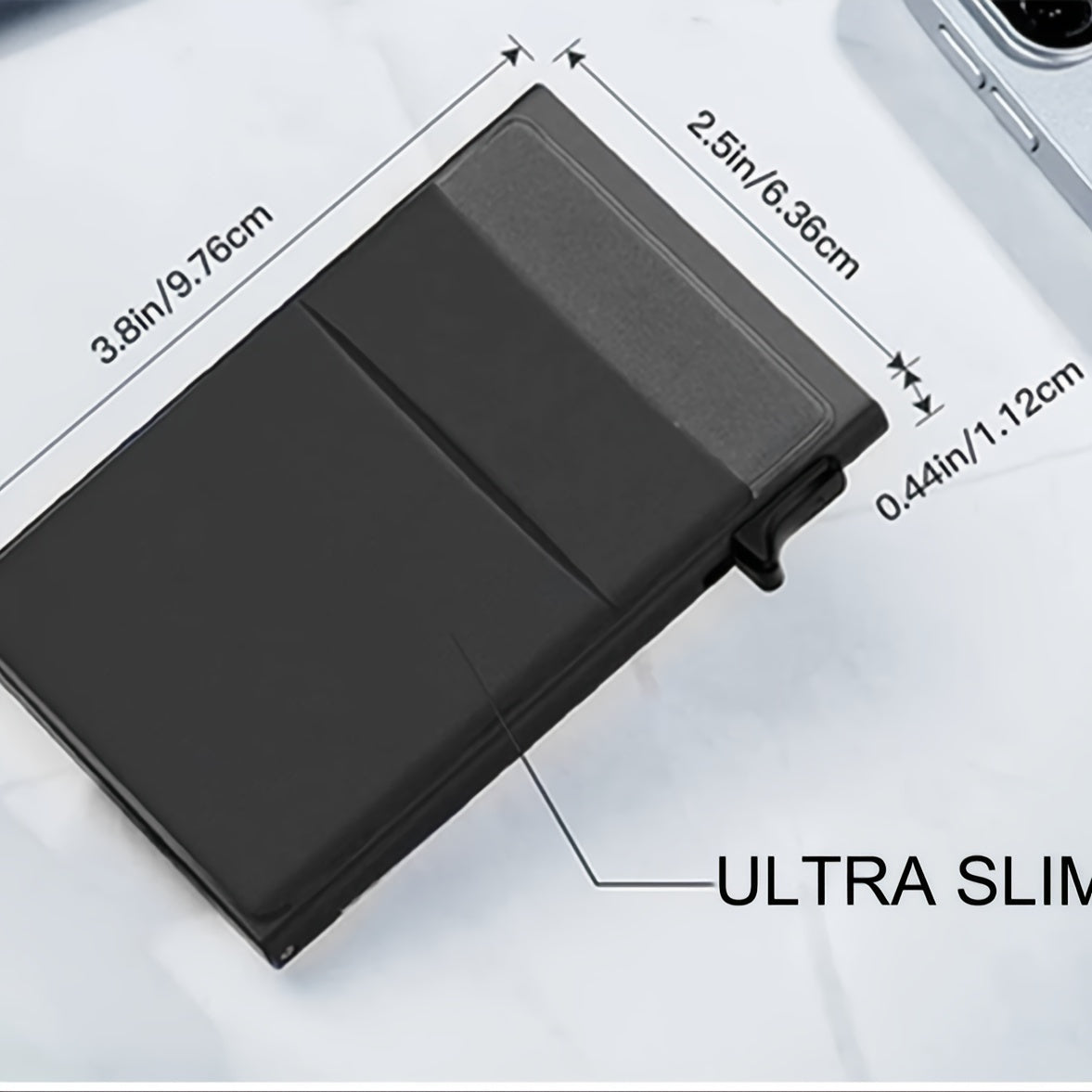 Men's RFID-Blocking Credit Card Holder with Coin Slot Aluminum Alloy Solid Black