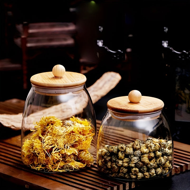 Clear Glass Jar with Lid for Candy Tea Nuts Storage Airtight Cylinder Canister