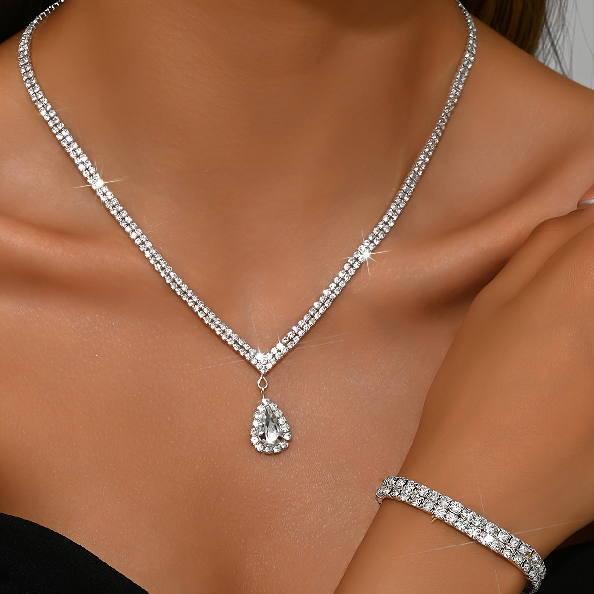 Women's Jewelry Water Diamond Necklace Earrings Bracelet Glamour
